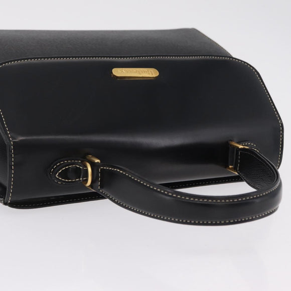 Burberrys Hand Bag Leather Black Gold Auth ep16840A