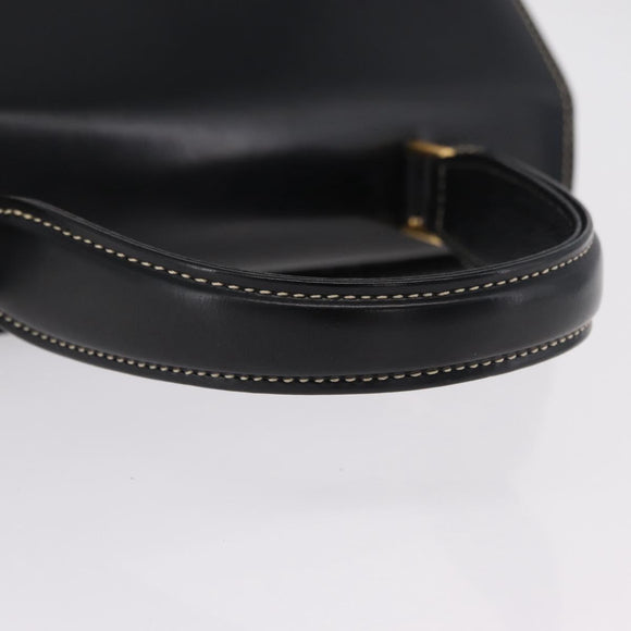 Burberrys Hand Bag Leather Black Gold Auth ep16840A