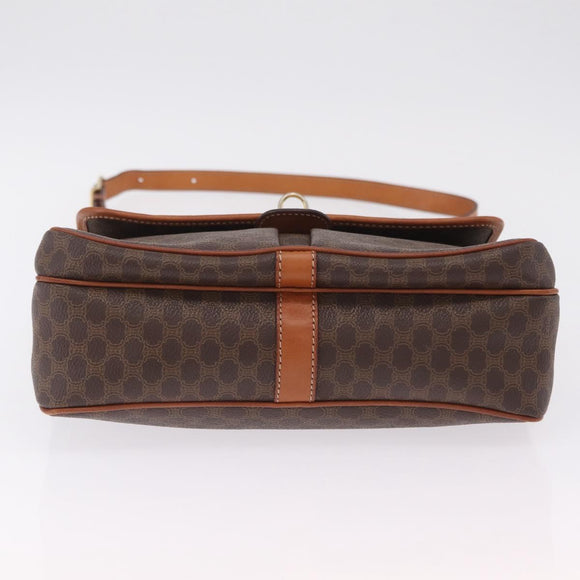 CELINE Macadam Canvas Shoulder Bag PVC Leather Brown Gold Auth ep16848A