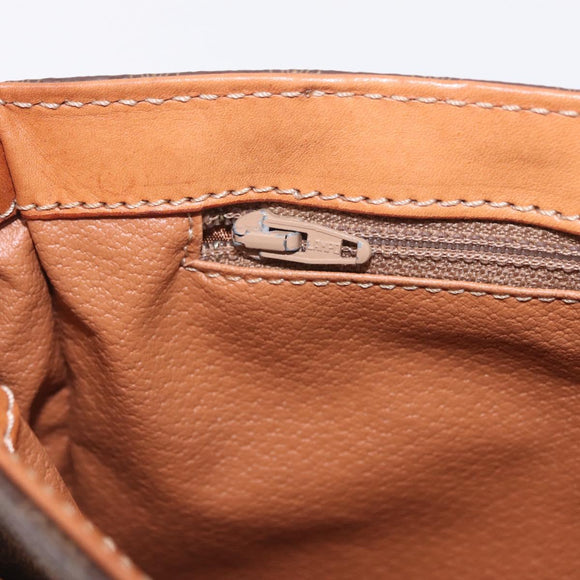 CELINE Macadam Canvas Shoulder Bag PVC Leather Brown Gold Auth ep16848A