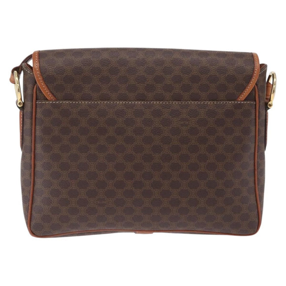 CELINE Macadam Canvas Shoulder Bag PVC Leather Brown Gold Auth ep16848A