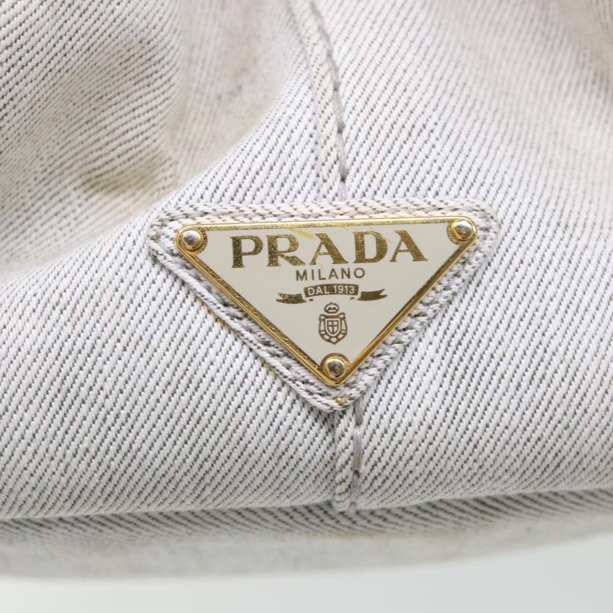 PRADA Canapa MM Hand Bag Canvas White Auth ep1685