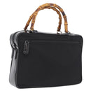 GUCCI Bamboo Hand Bag Nylon Black Silver 000 0538 Auth ep16850-1