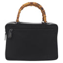GUCCI Bamboo Hand Bag Nylon Black Silver 000 0538 Auth ep16850-2