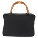 GUCCI Bamboo Hand Bag Nylon Black Silver 000 0538 Auth ep16850-3