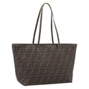 FENDI Zucca Canvas Tote Bag PVC Brown Black 8BH198 Auth ep16852-1