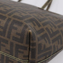 FENDI Zucca Canvas Tote Bag PVC Brown Black 8BH198 Auth ep16852-11