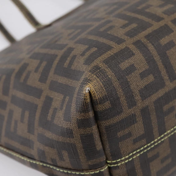 FENDI Zucca Canvas Tote Bag PVC Brown Black 8BH198 Auth ep16852