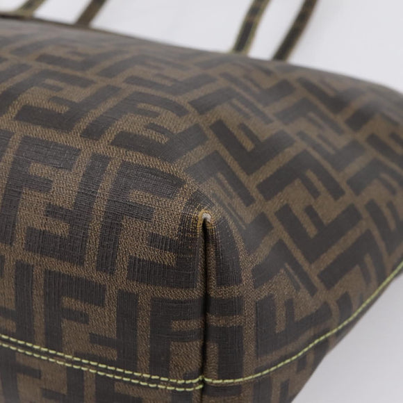 FENDI Zucca Canvas Tote Bag PVC Brown Black 8BH198 Auth ep16852