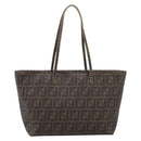FENDI Zucca Canvas Tote Bag PVC Brown Black 8BH198 Auth ep16852-2