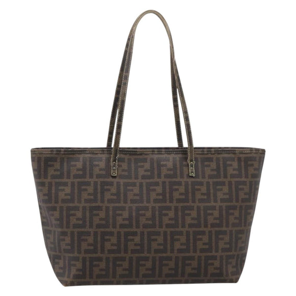 FENDI Zucca Canvas Tote Bag PVC Brown Black 8BH198 Auth ep16852