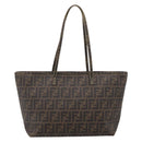 FENDI Zucca Canvas Tote Bag PVC Brown Black 8BH198 Auth ep16852-3