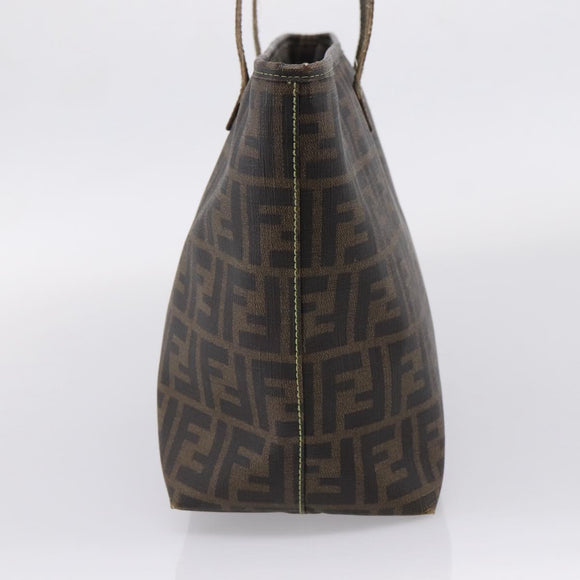 FENDI Zucca Canvas Tote Bag PVC Brown Black 8BH198 Auth ep16852