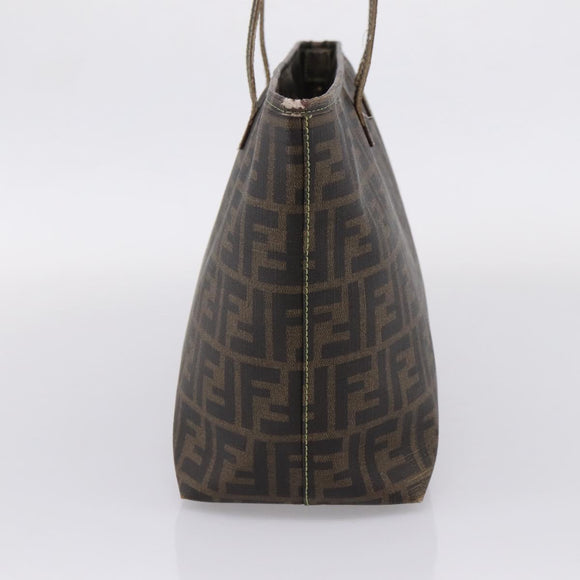 FENDI Zucca Canvas Tote Bag PVC Brown Black 8BH198 Auth ep16852