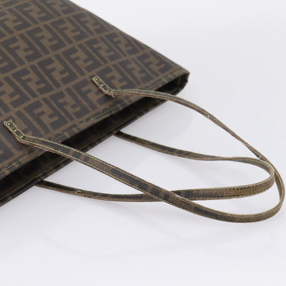 FENDI Zucca Canvas Tote Bag PVC Brown Black 8BH198 Auth ep16852