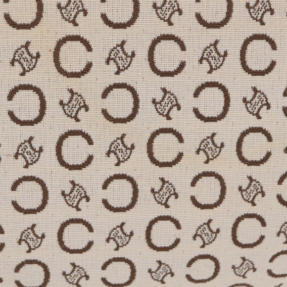 CELINE C Macadam Canvas Hand Bag White Gold Auth ep16854A