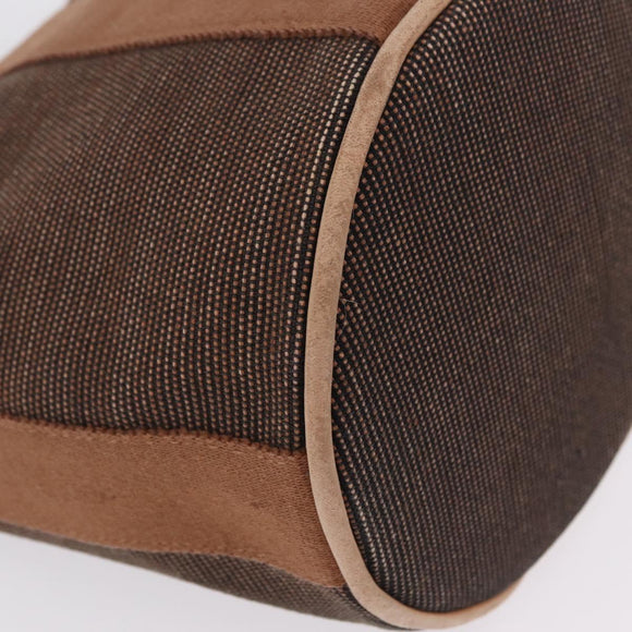 HERMES Sakso PM Hand Bag Canvas Brown Silver Auth ep16856