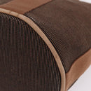 HERMES Sakso PM Hand Bag Canvas Brown Silver Auth ep16856-14