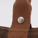 HERMES Sakso PM Hand Bag Canvas Brown Silver Auth ep16856-15