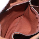 HERMES Sakso PM Hand Bag Canvas Brown Silver Auth ep16856-21