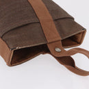 HERMES Sakso PM Hand Bag Canvas Brown Silver Auth ep16856-7