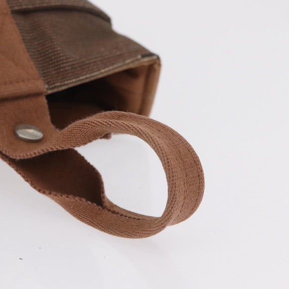 HERMES Sakso PM Hand Bag Canvas Brown Silver Auth ep16856