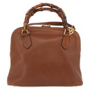 GUCCI Bamboo Hand Bag Leather 2way Brown Gold 000 3780 0290 Auth ep16872-3