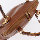 GUCCI Bamboo Hand Bag Leather 2way Brown Gold 000 3780 0290 Auth ep16872-6
