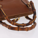 GUCCI Bamboo Hand Bag Leather 2way Brown Gold 000 3780 0290 Auth ep16872-7