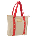 LOUIS VUITTON Antigua Cabas MM Tote Bag Beige Red M40035 LV Auth ep16876-1