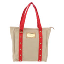 LOUIS VUITTON Antigua Cabas MM Tote Bag Beige Red M40035 LV Auth ep16876-13