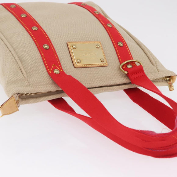 LOUIS VUITTON Antigua Cabas MM Tote Bag Beige Red M40035 LV Auth ep16876