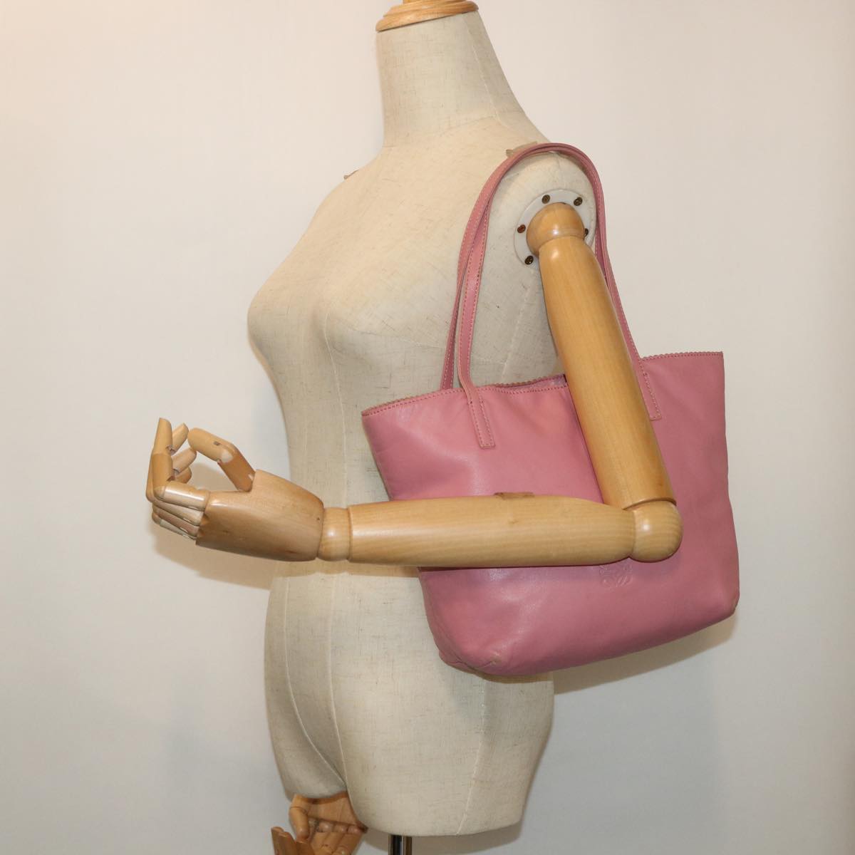 LOEWE Tote Bag Leather Pink Auth ep1688