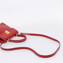 CELINE Hand Bag Leather 2way Red Gold Auth ep16885A-11