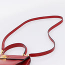 CELINE Hand Bag Leather 2way Red Gold Auth ep16885A-12