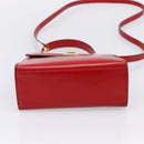 CELINE Hand Bag Leather 2way Red Gold Auth ep16885A-13