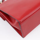 CELINE Hand Bag Leather 2way Red Gold Auth ep16885A-17