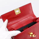 CELINE Hand Bag Leather 2way Red Gold Auth ep16885A-19