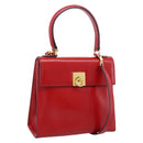 CELINE Hand Bag Leather 2way Red Gold Auth ep16885A-1