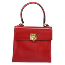 CELINE Hand Bag Leather 2way Red Gold Auth ep16885A-2