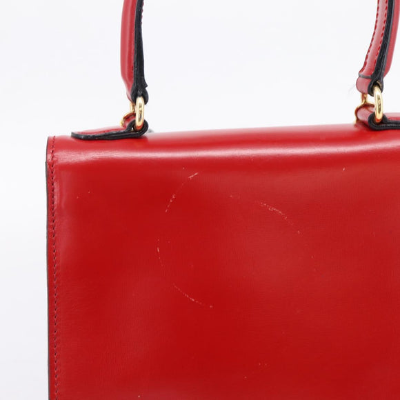 CELINE Hand Bag Leather 2way Red Gold Auth ep16885A