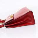 CELINE Hand Bag Leather 2way Red Gold Auth ep16885A-5