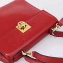 CELINE Hand Bag Leather 2way Red Gold Auth ep16885A-7