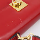 CELINE Hand Bag Leather 2way Red Gold Auth ep16885A-8