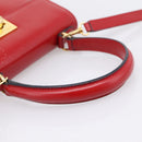 CELINE Hand Bag Leather 2way Red Gold Auth ep16885A-9