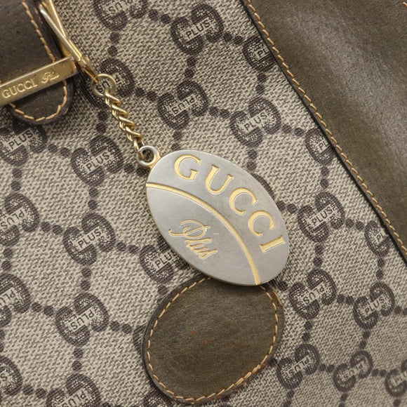 GUCCI GG Plus Supreme Web Sherry Line Tote Bag PVC Beige Gold Auth ep16894