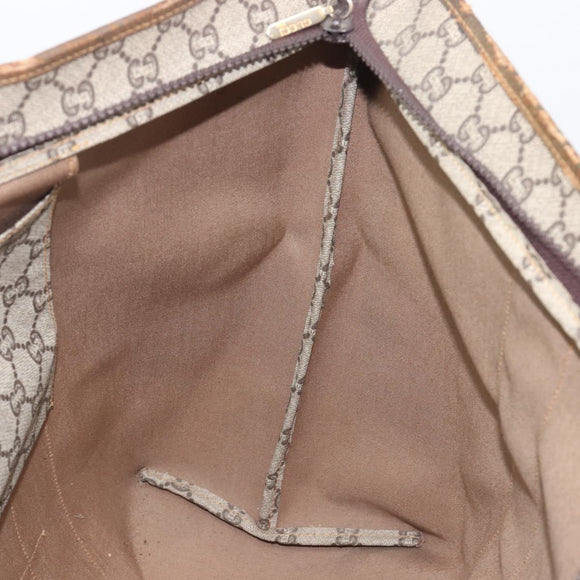 GUCCI GG Plus Supreme Web Sherry Line Tote Bag PVC Beige Gold Auth ep16894