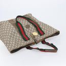 GUCCI GG Plus Supreme Web Sherry Line Tote Bag PVC Beige Gold Auth ep16894-6