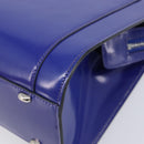 CELINE Hand Bag Patent Leather Blue Silver Auth ep16895-10