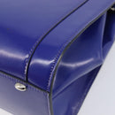CELINE Hand Bag Patent Leather Blue Silver Auth ep16895-12